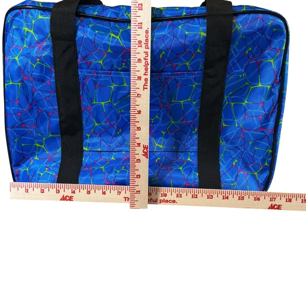 Outdoor Products Blue Neon Geometric Web Duffel Bag‎ Travel Gym Sporty Retro